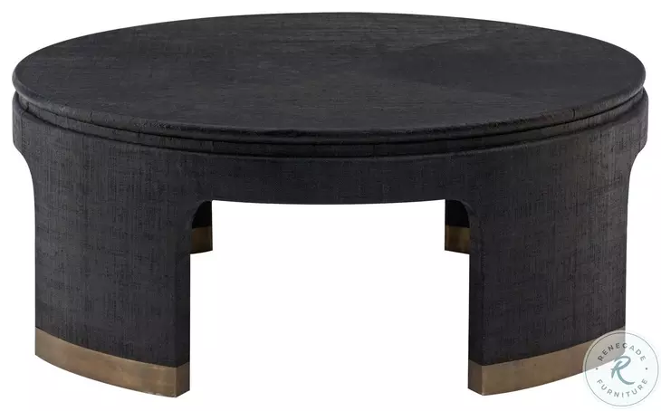 Dubois Black And Antique Satin Gold Round Cocktail Table