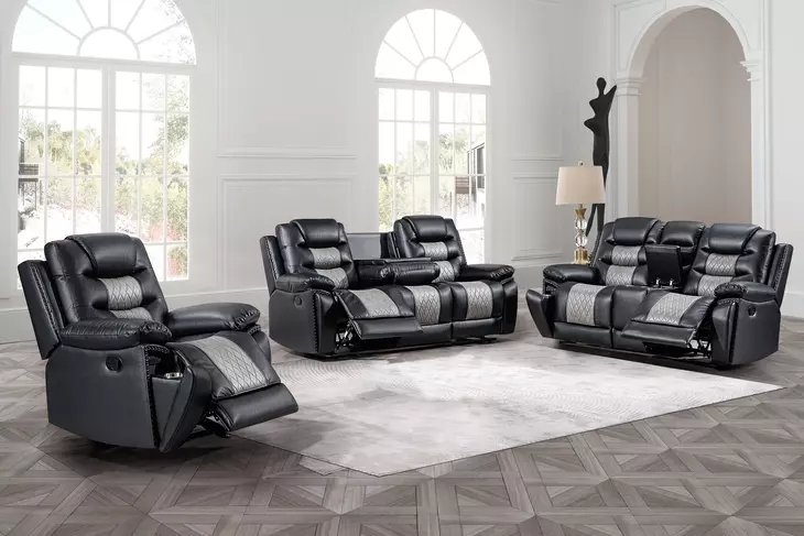 Nikko Black and Gray Glider Recliner