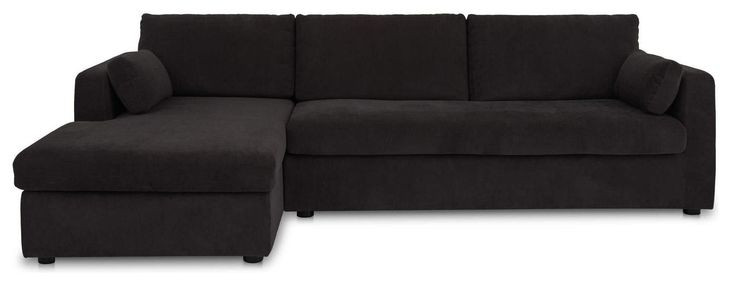 Burrow Black Performance Fabric 2 Piece Modular Sleeper Sectional with Pillows