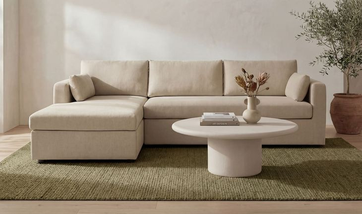 Burrow Sand Performance Fabric Modular Sleeper Sectional with Pillows