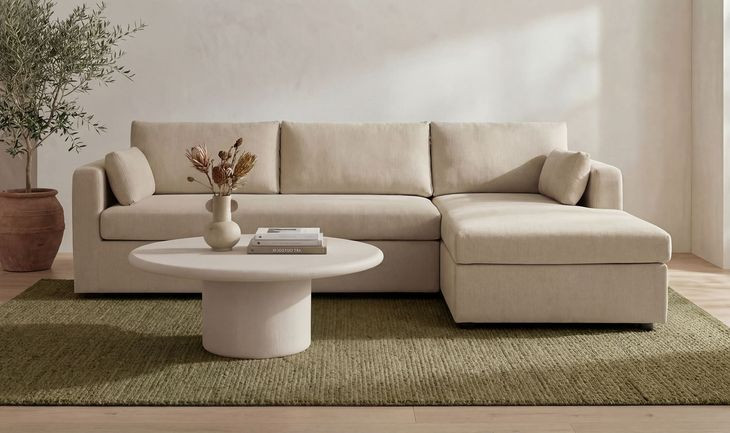 Burrow Sand Performance Fabric 2 Piece Modular Sleeper Sectional
