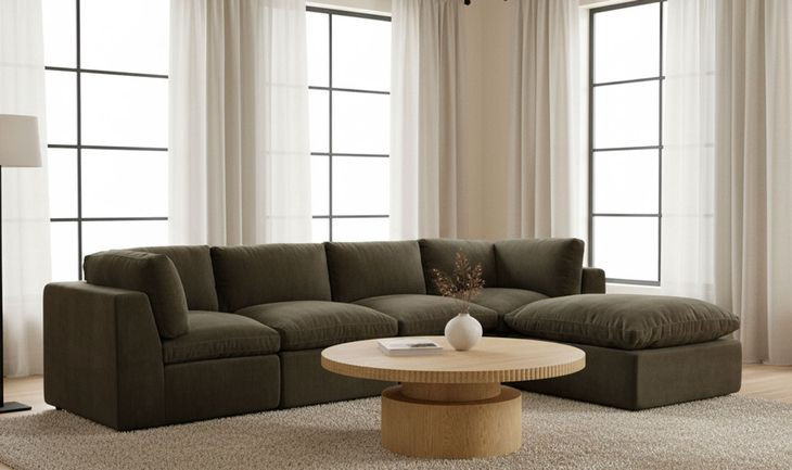 Cates Dark Green Square Ottoman