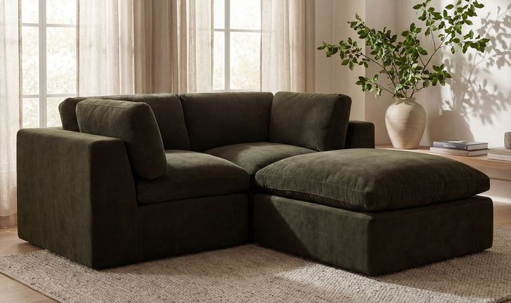 Cates Dark Green Square Ottoman