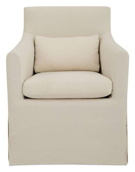 Lydia Cream Performance Fabric Upholstered Outdoor Slipcover Dining Chair with Pillow