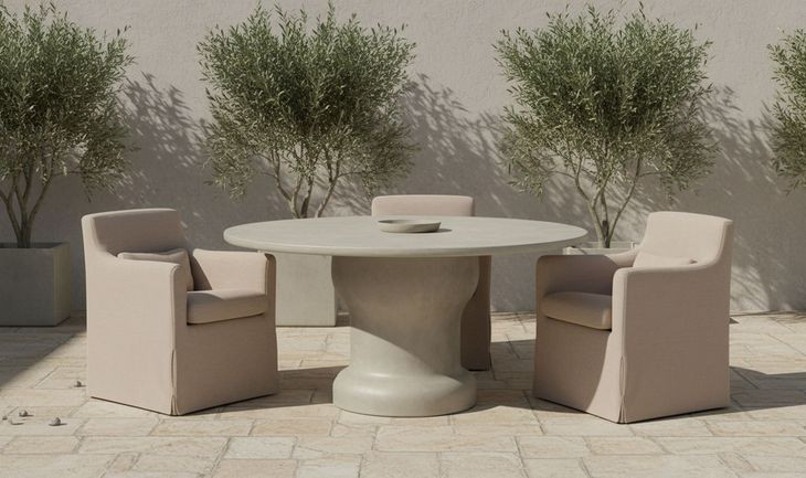 Lydia Light Brown Performance Fabric Upholstered Outdoor Slipcover Dining Chair