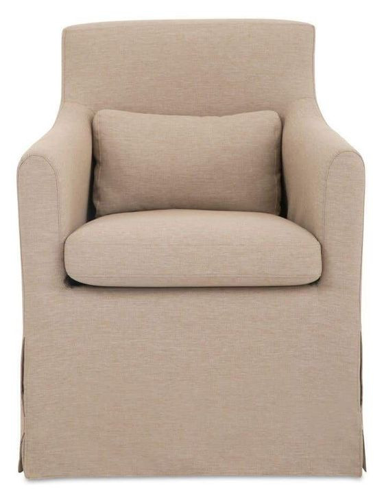Lydia Light Brown Performance Fabric Upholstered Outdoor Slipcover Dining Chair