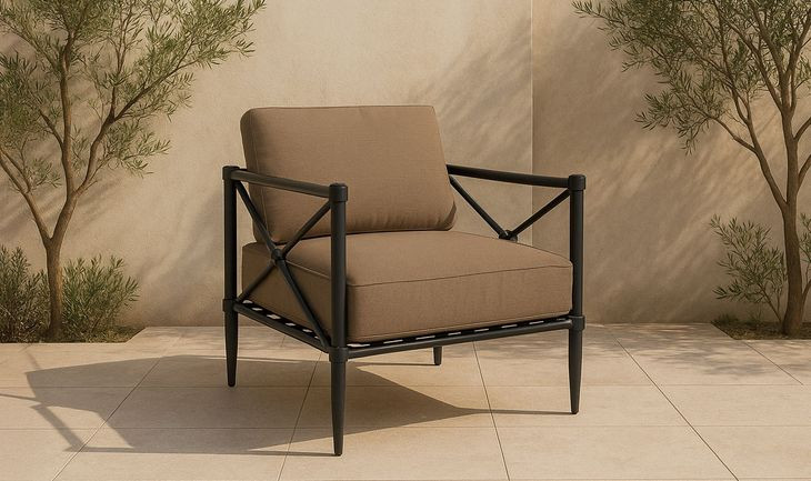 Willow Light Brown Performance Fabric Upholstered Outdoor Accent Chair