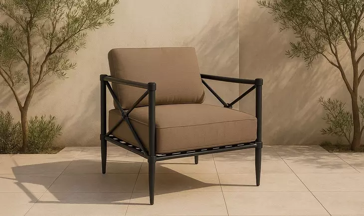 Willow Light Brown Performance Fabric Upholstered Outdoor Accent Chair