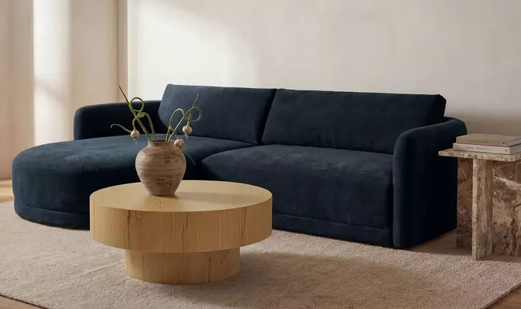 Emmy Dark Blue 2 Piece Modular LAF Chaise Sectional
