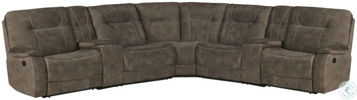 Brooks Shadow Brown Performance Fabric 7 Piece Modular Reclining Sectional