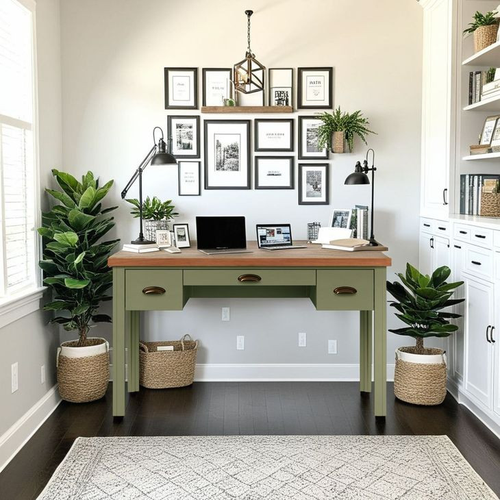Vineyard Sage Green And Fruitwood Writing Desk