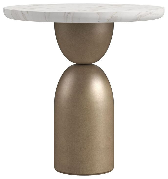 Verge Bronze Metallic and White Marble Top Spot Table