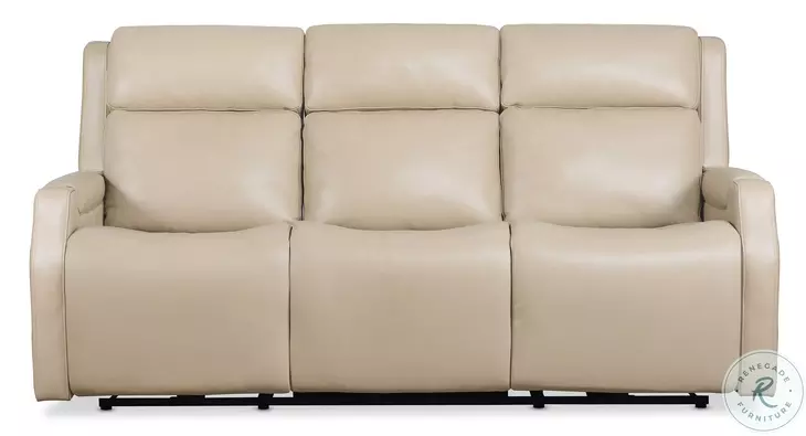 Nelson Salvo Beige Leather Zero Gravity Power Sofa with Power Headrests And Lumbar