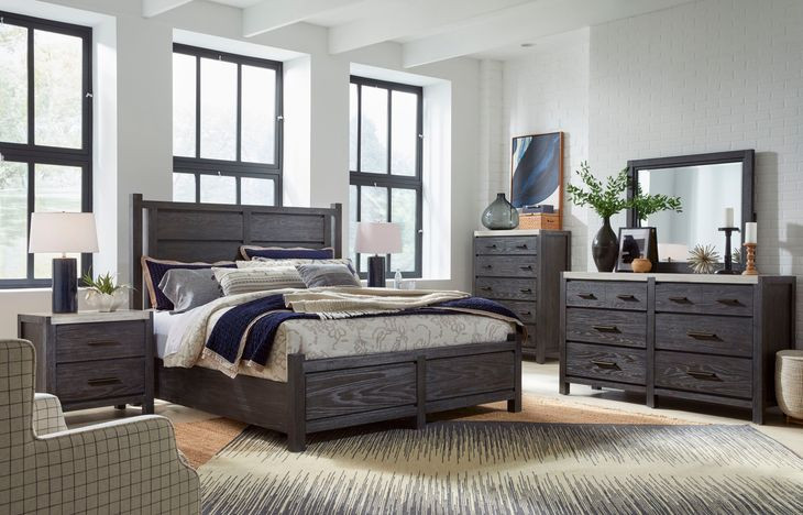 Foxrun Hollow Ravenwood Black King Panel Bed