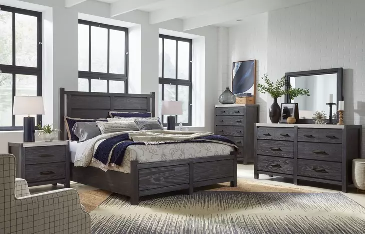 Foxrun Hollow Ravenwood Black King Panel Bed