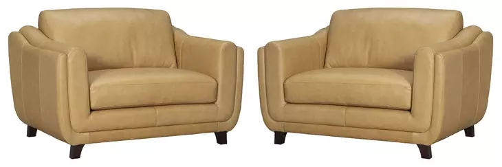 Willowmere Renaissance Marigold Leather Upholstered Chair and A Half Set of 2