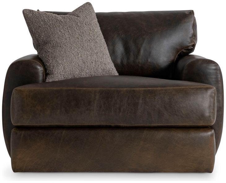 Cameron Brown Leather Upholstered Swivel Chair