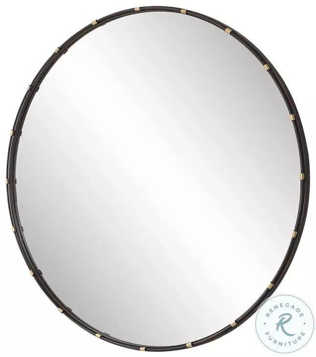 W00541 Rich Dark Bronze Mirror With Lightly Antiqued Gold Accents