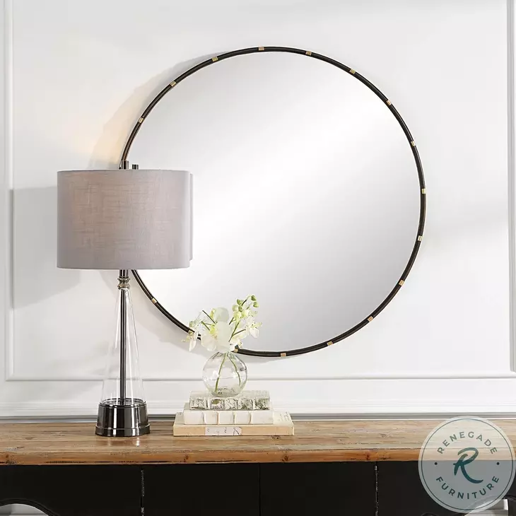 W00541 Rich Dark Bronze Mirror With Lightly Antiqued Gold Accents