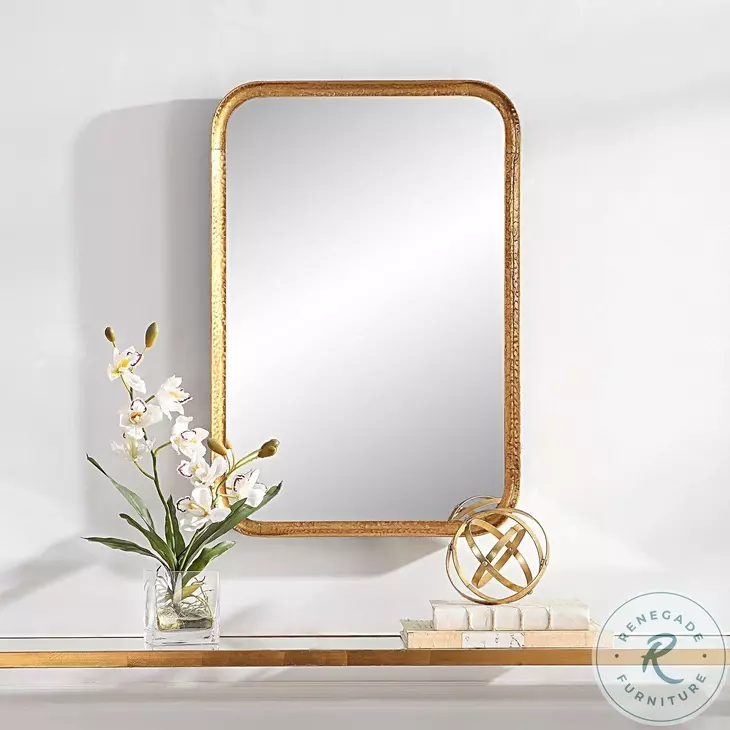 W00559 Lightly Antiqued Gold Leaf With Glaze Mirror
