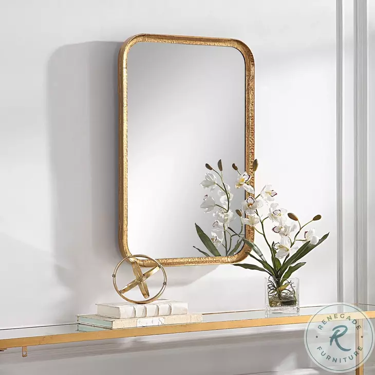 W00559 Lightly Antiqued Gold Leaf With Glaze Mirror