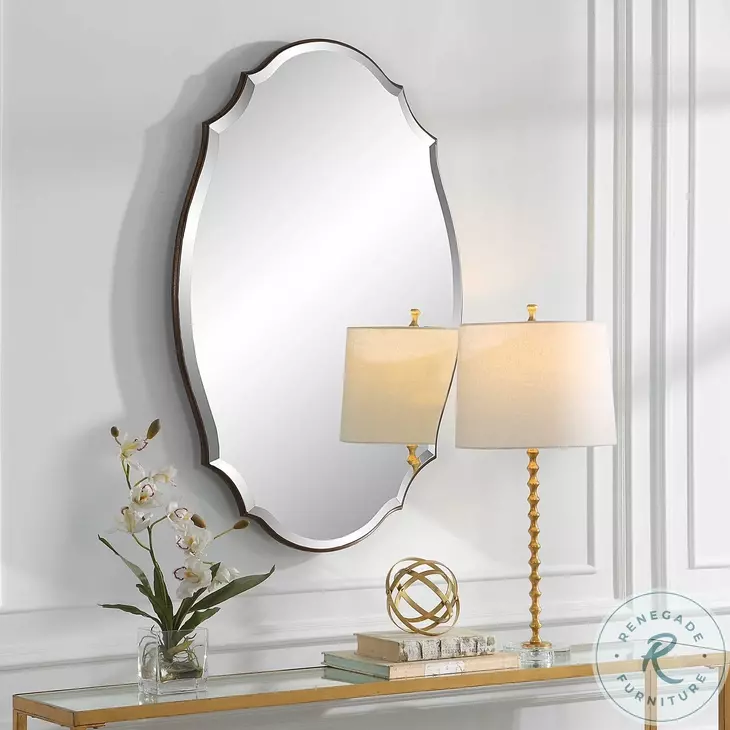 W-00565 Antique Bronze And Gold Thin Framed Mirror