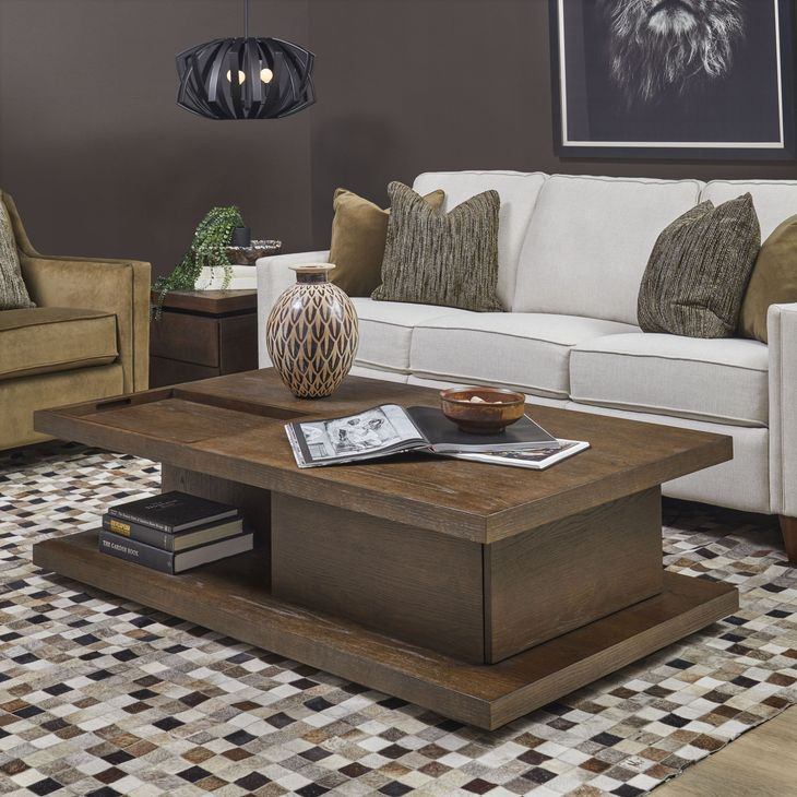 Athens Chocolate Brown Rectangular Coffee Table with Casters