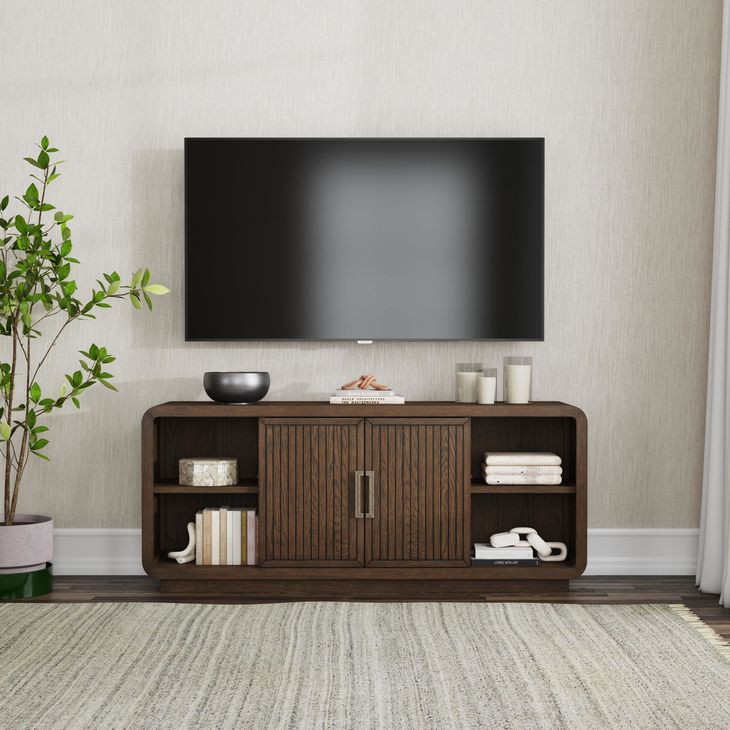 Athens Chocolate Brown 76" TV Stand with USB Charging