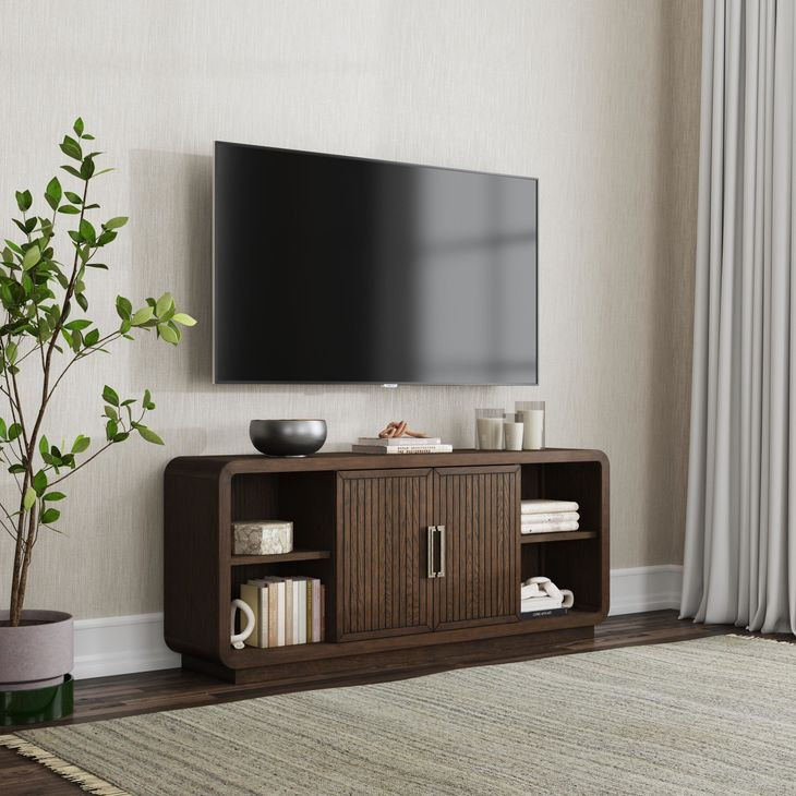 Athens Chocolate Brown 76" TV Stand with USB Charging