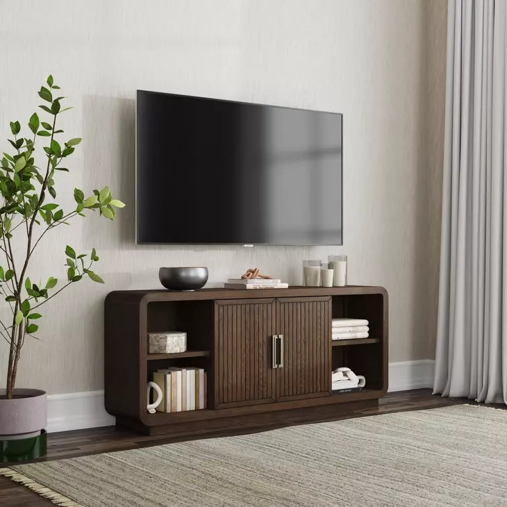 Athens Chocolate Brown 76" TV Stand with USB Charging