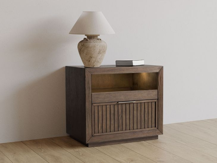 Athens Chocolate Brown 1 Drawer Open Nightstand with USB Charging