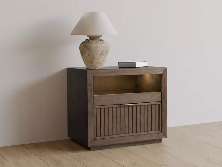 Athens Chocolate Brown 1 Drawer Open Nightstand with USB Charging
