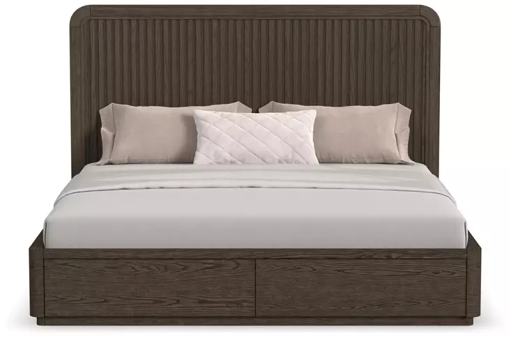 Athens Chocolate Brown King Storage Panel Bed