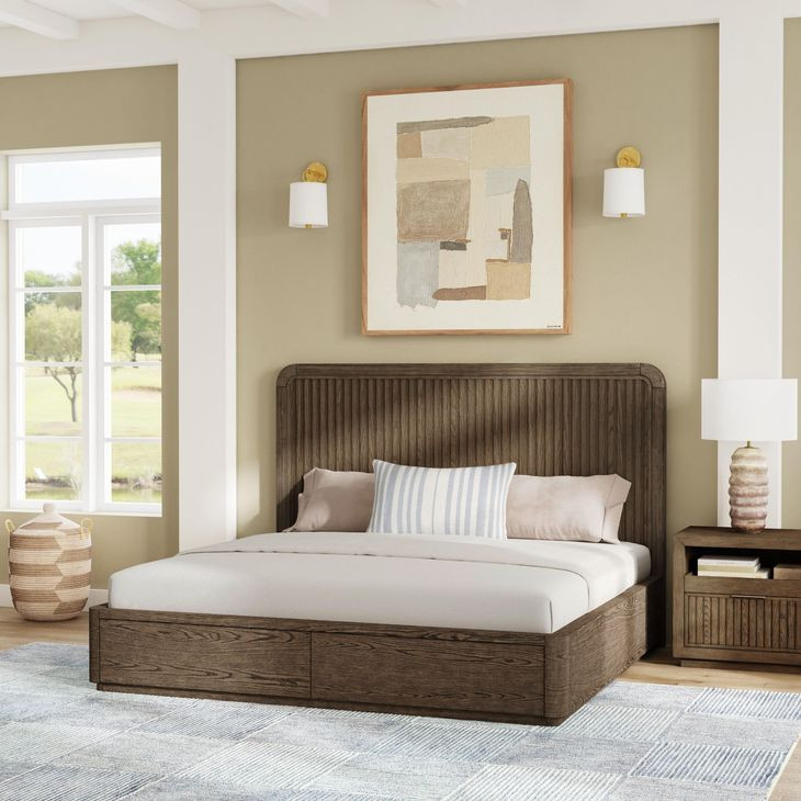 Athens Chocolate Brown King Storage Panel Bed