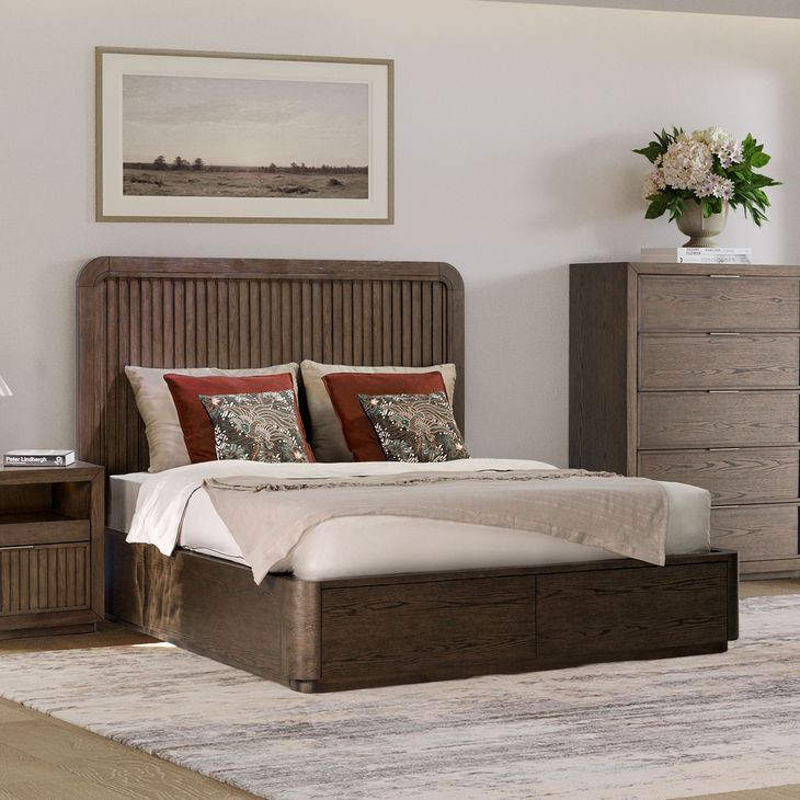 Athens Chocolate Brown Queen Storage Panel Bed