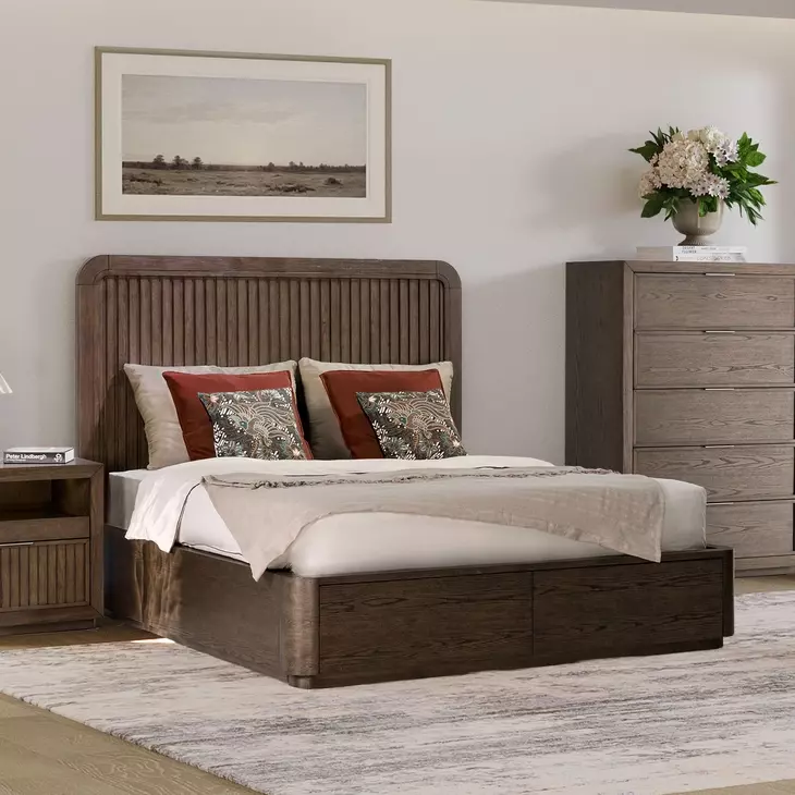 Athens Chocolate Brown Queen Storage Panel Bed
