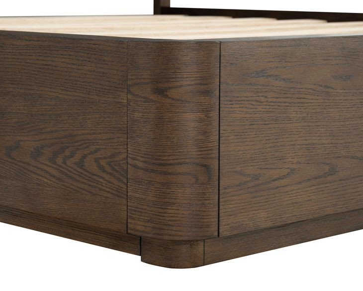 Athens Ivory and Chocolate Performance Fabric King Upholstered Panel Bed