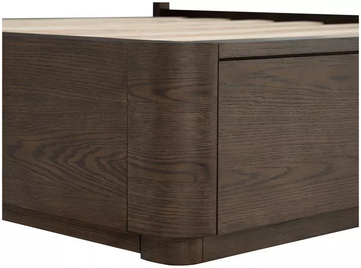 Athens Ivory and Chocolate Performance Fabric King Upholstered Storage Panel Bed