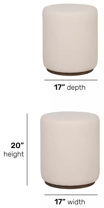 Lyra Cream Upholstered Round Pouf Ottoman