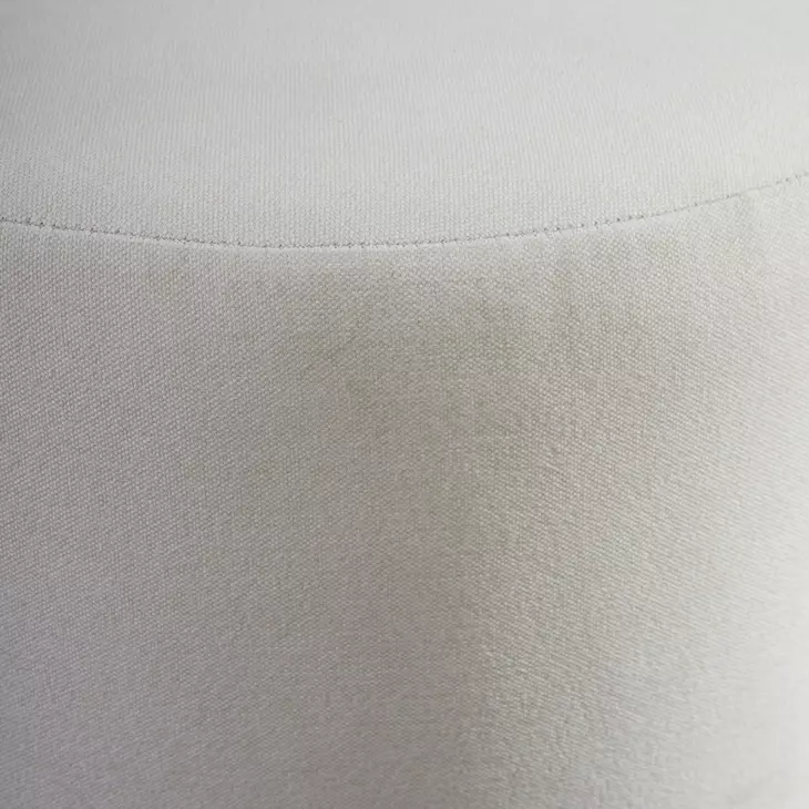 Lyra Ivory Upholstered Round Pouf Ottoman