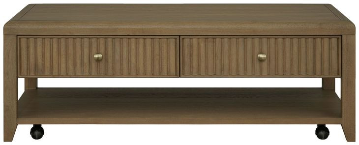 Reed Driftwood Oak Rectangular Coffee Table with Casters