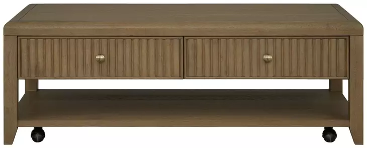 Reed Driftwood Oak Rectangular Coffee Table with Casters