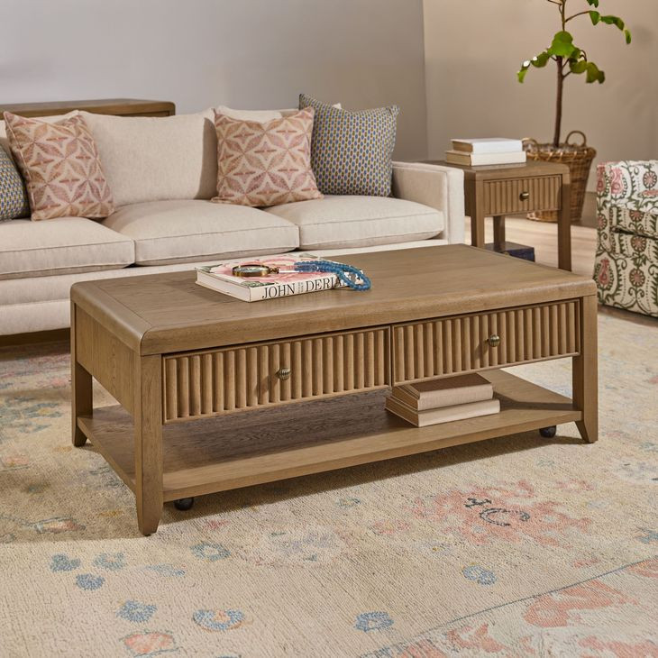 Reed Driftwood Oak Rectangular Occasional Table Set with Casters