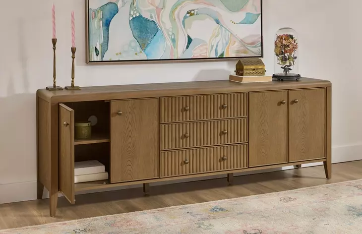 Reed Warm Driftwood 92" TV Stand with USB Charging