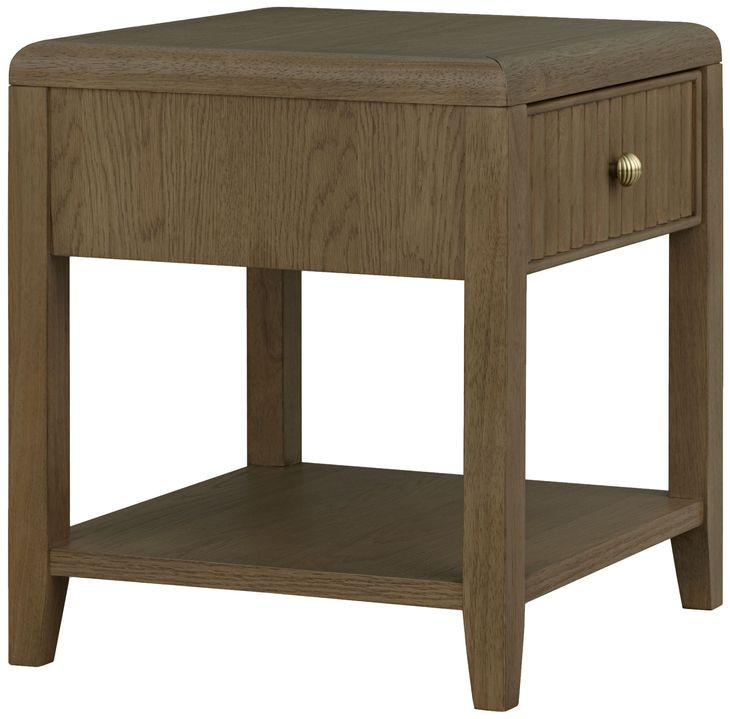 Reed Driftwood Oak Square Glass Top Occasional Table Set with Casters