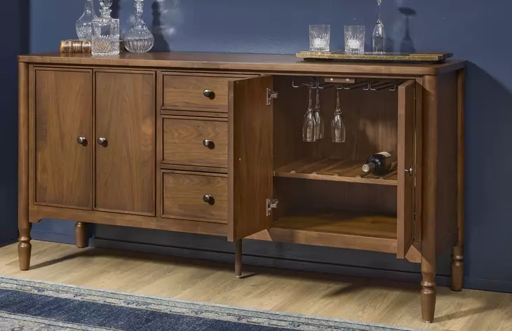 Azalea Walnut 4 Door Sideboard with USB Charging