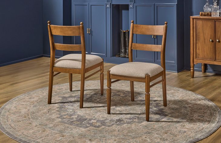 Azalea Oatmeal Performance Fabric Upholstered Dining Chair Set of 2
