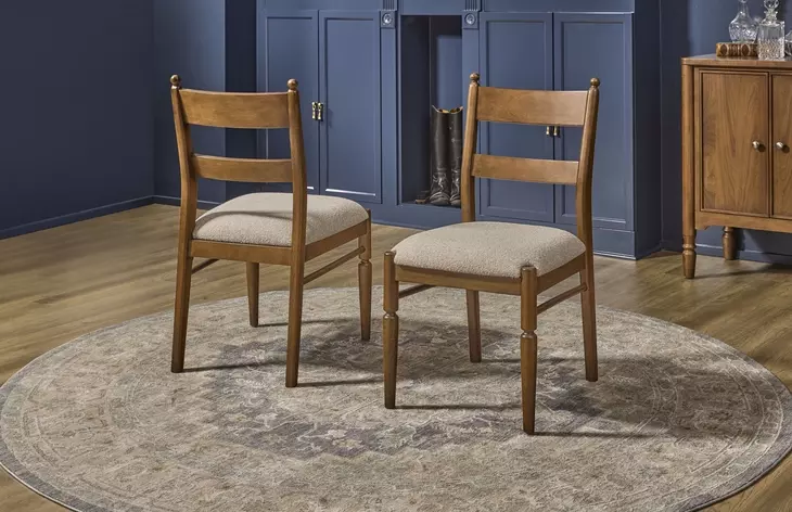 Azalea Oatmeal Performance Fabric Upholstered Dining Chair Set of 2