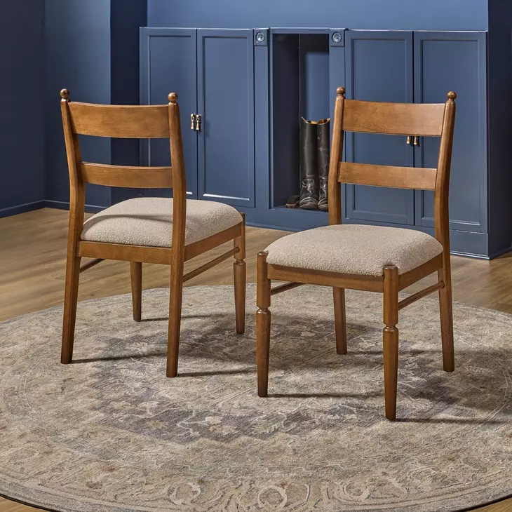 Azalea Oatmeal Performance Fabric Upholstered Dining Chair Set of 2