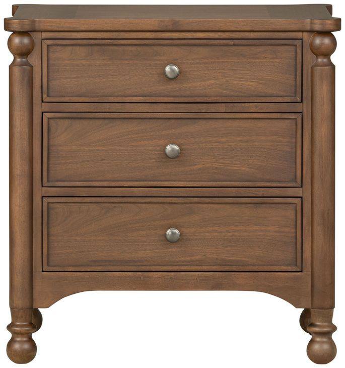 Azalea Walnut 3 Drawer Nightstand with USB Charging